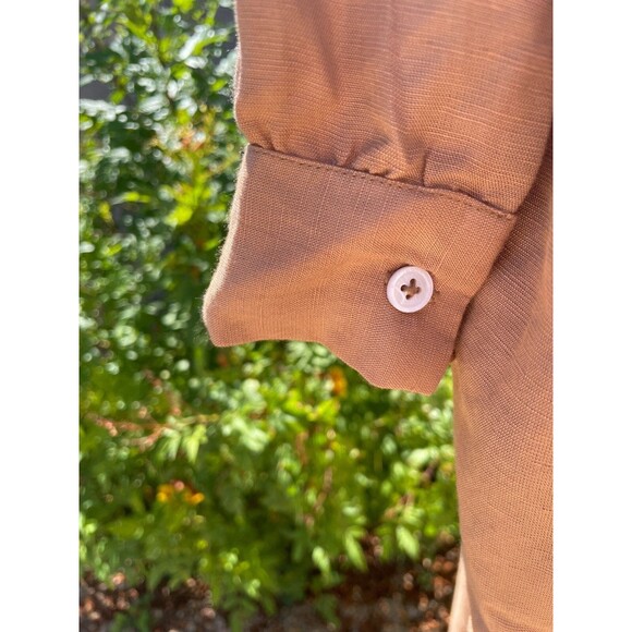 Mille Resort & Travel Jasmine Dress Small Almond Linen Flowy Beige Dress Pockets - Picture 7 of 16